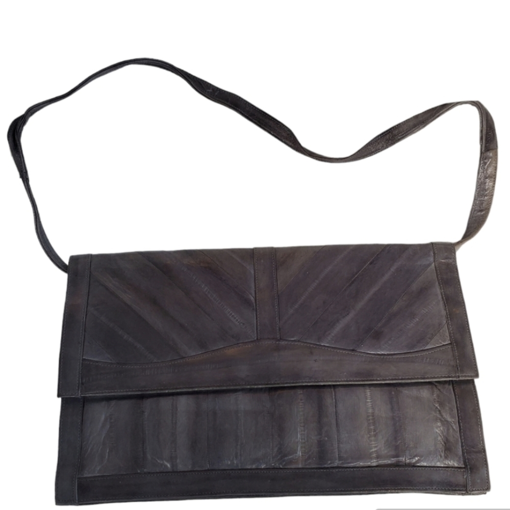 Vintage 60's Genuine Eel Skin Made in Korea 5 Pockets Gray Clutch Sling bag